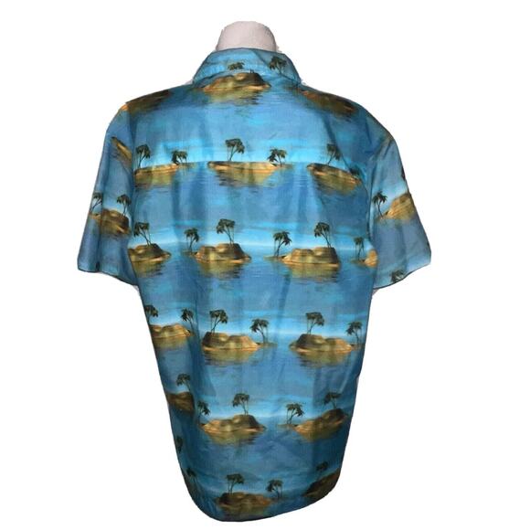 NO BOUNDARIES Top Men's Size L / Large Blue Hawaiian Print SS Button-up Shirt - Picture 2 of 3